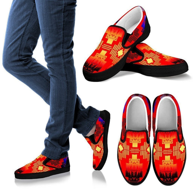 Seven Tribes Double Horizon Red Men's Slip Ons-6teenth World™-Kid's Sneakers-US8 (EU40)-Vibe Cosy™