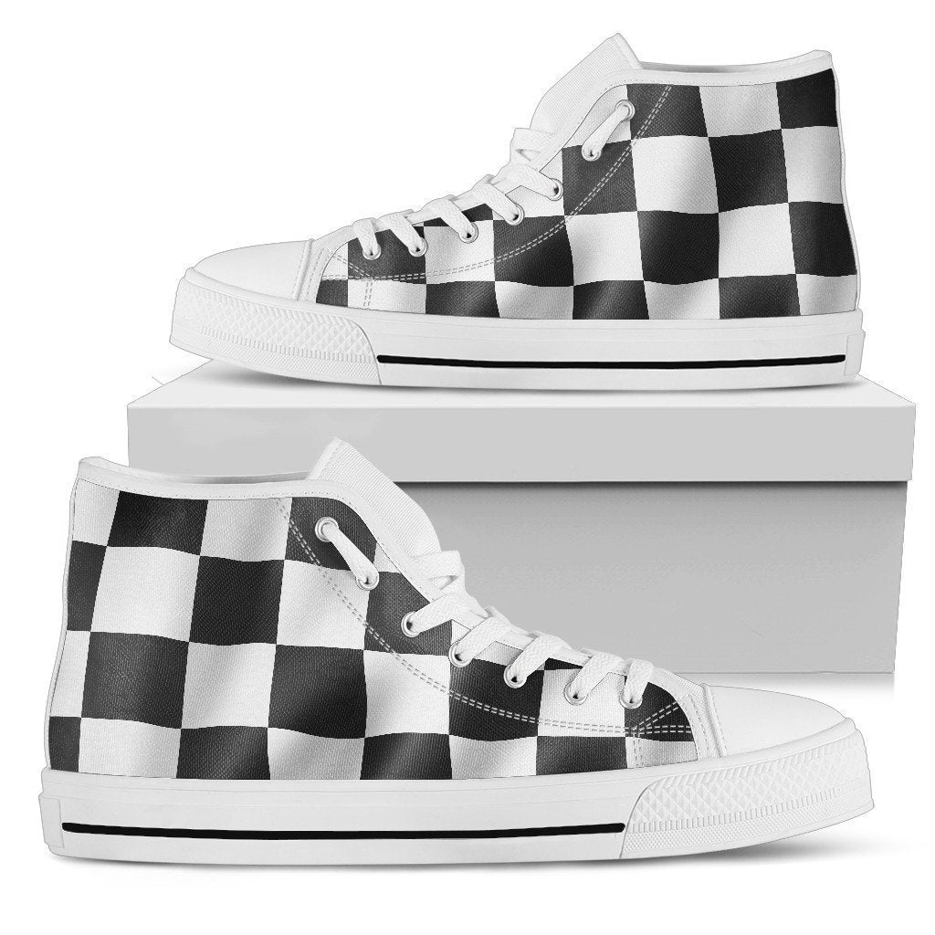 Racing Checkerboard white toe-6teenth World™-Men's High Top Shoe-US5 (EU38)-Vibe Cosy™