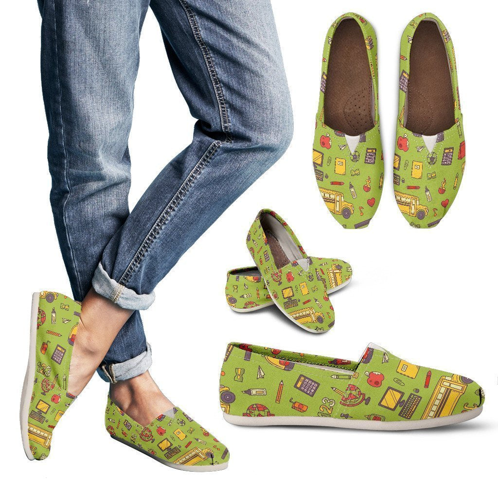 Back 2 School Green Casual Slip Ons-6teenth World™-Women's Casual Shoes-US6 (EU36)-Vibe Cosy™