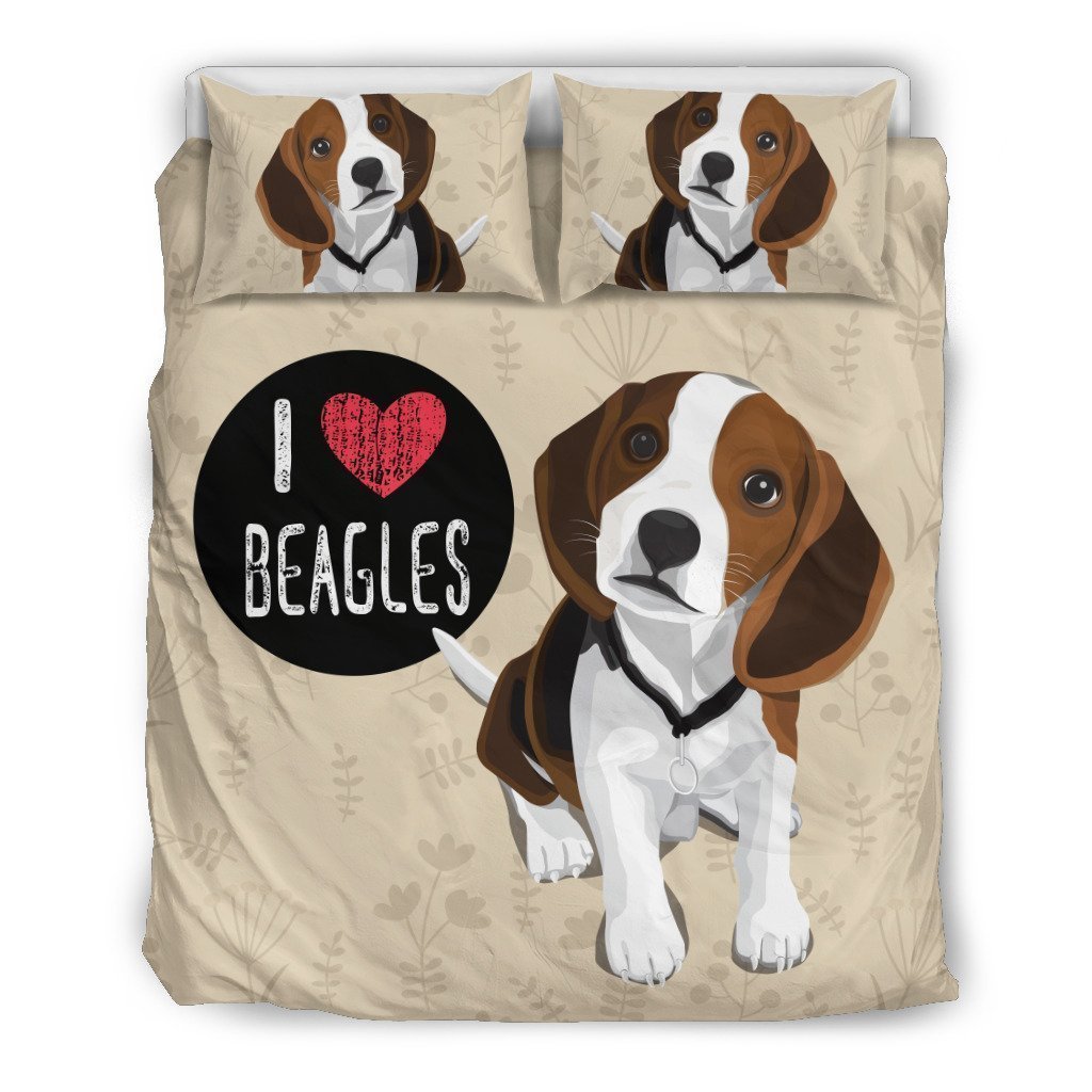 I Love Beagles Bedding Set for Lovers of Beagle Dogs-6teenth World™-Bedding Set-US Twin-Vibe Cosy™