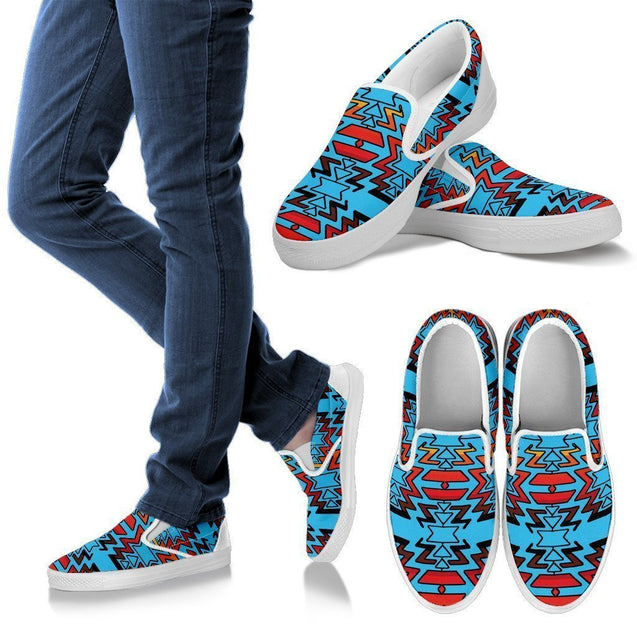 Turquoise Fire and Turquoises Men's Sopo Slip ons White Sole-6teenth World™-Kid's Sneakers-US8 (EU40)-Vibe Cosy™