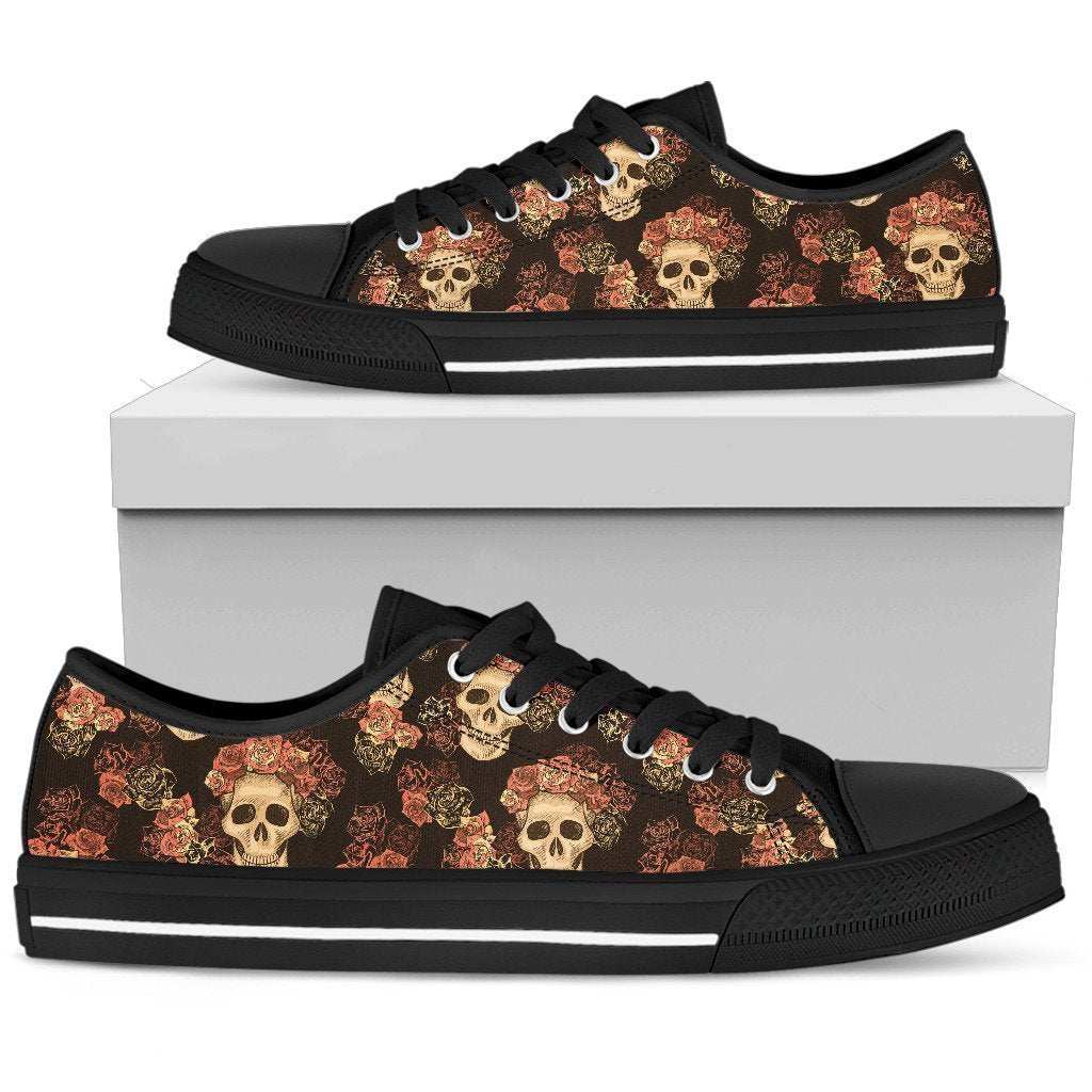 Gothic Skull & Roses Shoes - Low Top-6teenth World™-Women's Low Top Shoe-US5.5 (EU36)-Vibe Cosy™