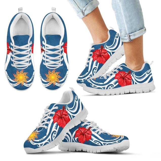 Hibiscus And Sun Sneakers - AH-SNEAKERS-Alohawaii-Kid's Sneakers-11 CHILD (EU28)-White-Vibe Cosy™