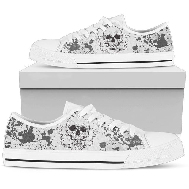 Skull Smoking-shoes-6teenth Outlet-Mens Low Top - White - Skull smoking-US5 (EU38)-Vibe Cosy™