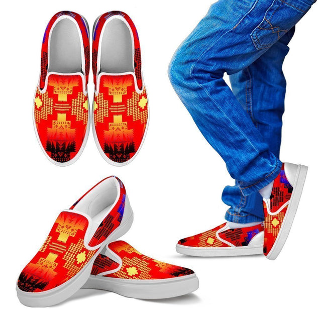 Seven Tribes Double Horizon Red Sopo Kid's Slip Ons-6teenth World™-Kid's Slip Ons-11 CHILD (EU28)-Vibe Cosy™