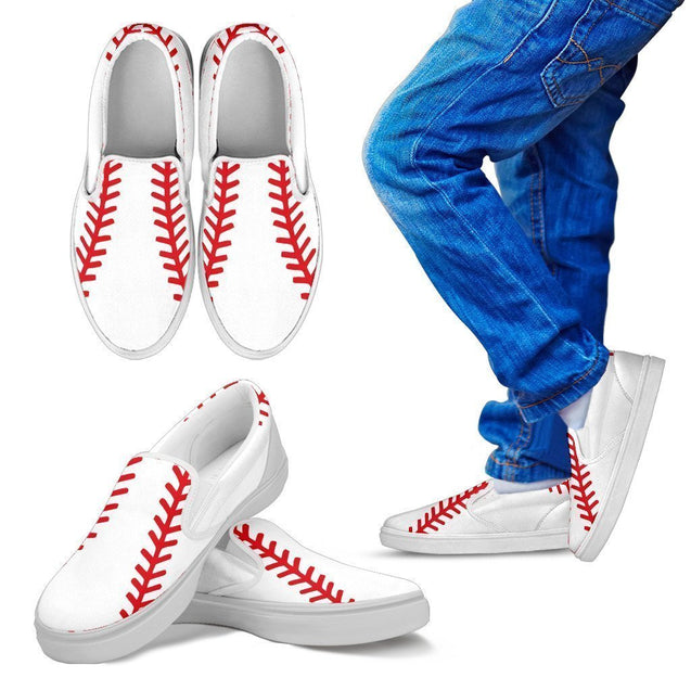 Classy Baseball Kid`s Slip Ons-6teenth World™-Kid's Slip Ons-11 CHILD (EU28)-Vibe Cosy™
