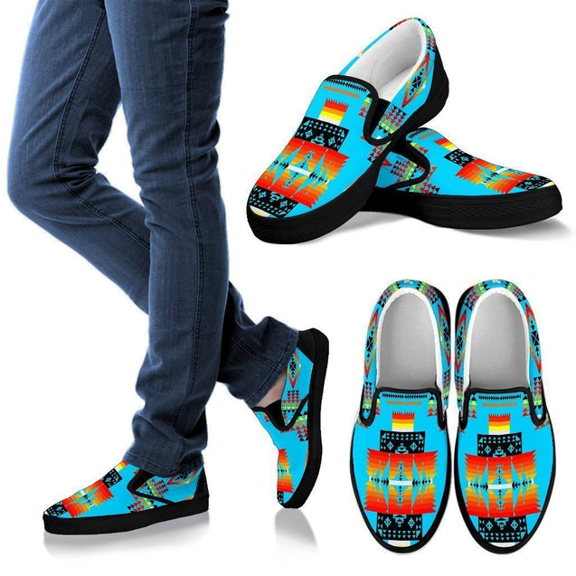Seven Tribes Turquoise Men's Slip Ons-6teenth World™-Kid's Sneakers-US8 (EU40)-Vibe Cosy™