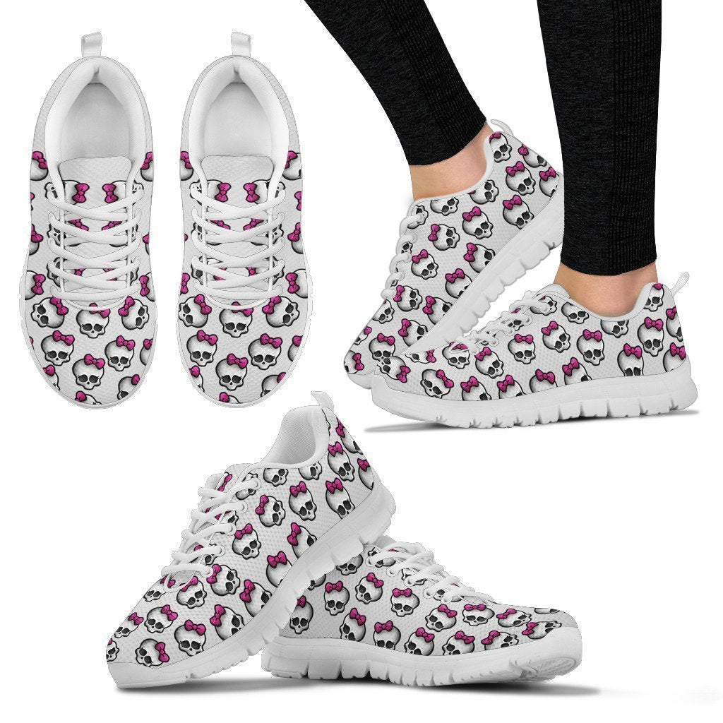 Pink Ribbon Skull Women's Sneakers-6teenth World™-Women's Sneakers-US5 (EU35)-Vibe Cosy™