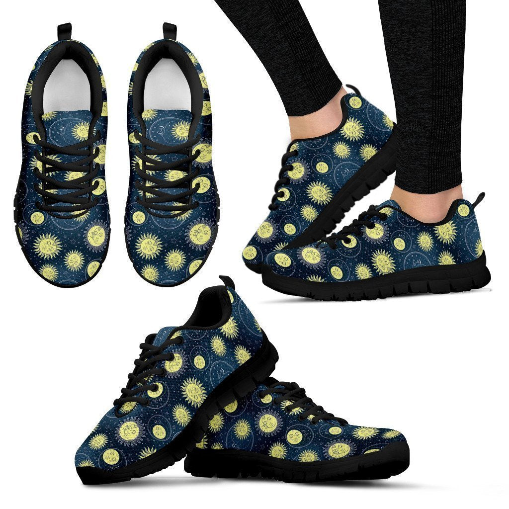 Moons Black Sole Women's Sneakers-6teenth World™-Women's Sneakers-US5 (EU35)-Vibe Cosy™