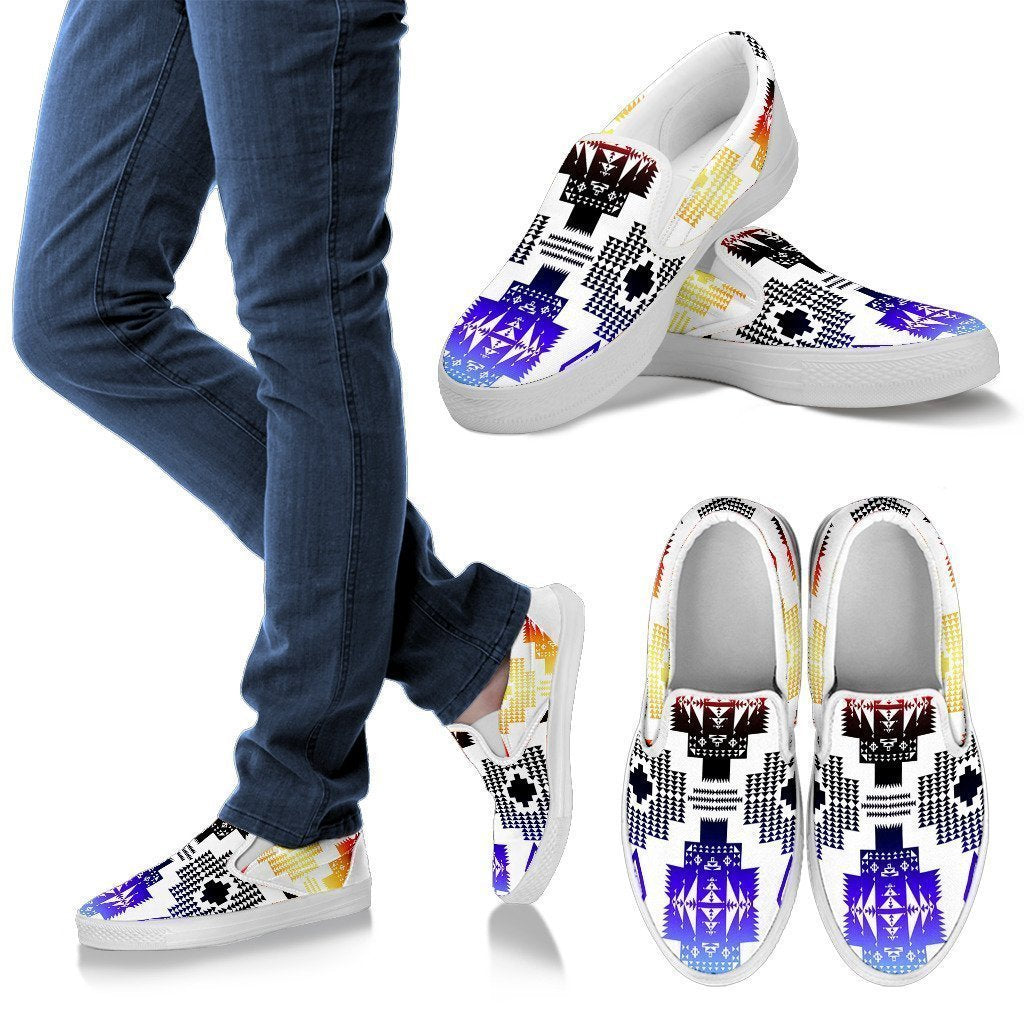 Seven Tribes Horizon White Men's Slip Ons-6teenth World™-Kid's Sneakers-US8 (EU40)-Vibe Cosy™