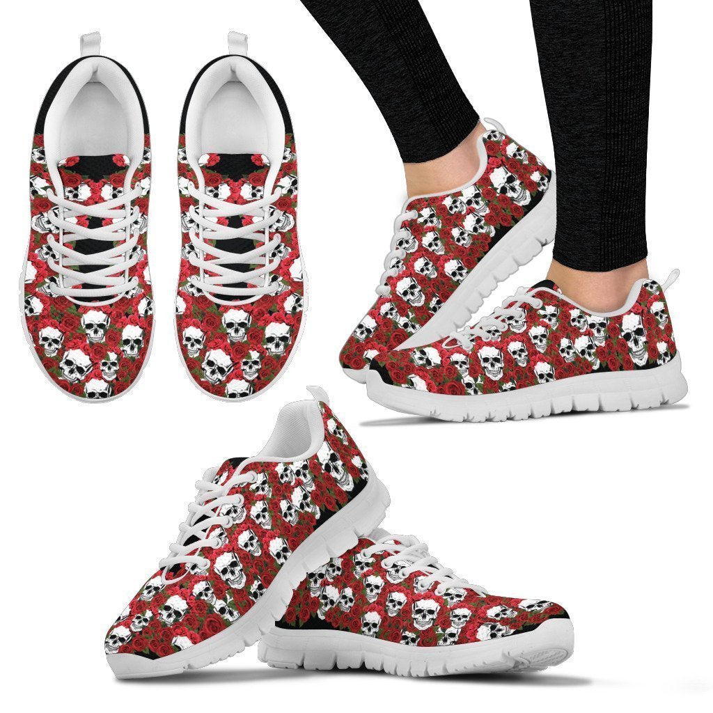 Roses & Skull Sneakers - White Soles-6teenth World™-Women's Sneakers-US5 (EU35)-Vibe Cosy™