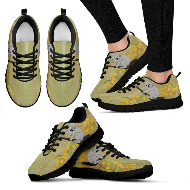 Australia shoes- Australian koala with mimosa men's/women's sneakers NN8-SNEAKERS-HP Arts-Women's Sneakers - Black - Australia shoes- Australian koala with mimosa women's sneakers black NN8-US5 (EU35)-Vibe Cosy™