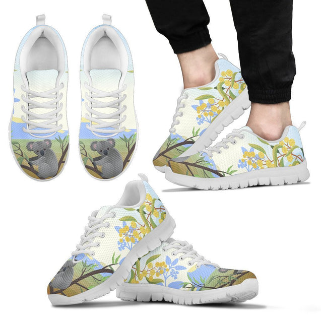 Australia shoes- Koala with mimosa flower sneakers NN8-SNEAKERS-HP Arts-Men's Sneakers - White - Australia shoes- Koala with mimosa flower men's sneakers white NN8-US5 (EU38)-Vibe Cosy™