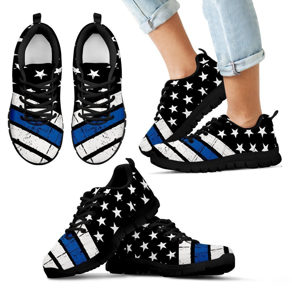 Thin Blue Line Sneakers - Kid's Sneakers-6teenth World™-Kid's Sneakers-11 CHILD (EU28)-Vibe Cosy™