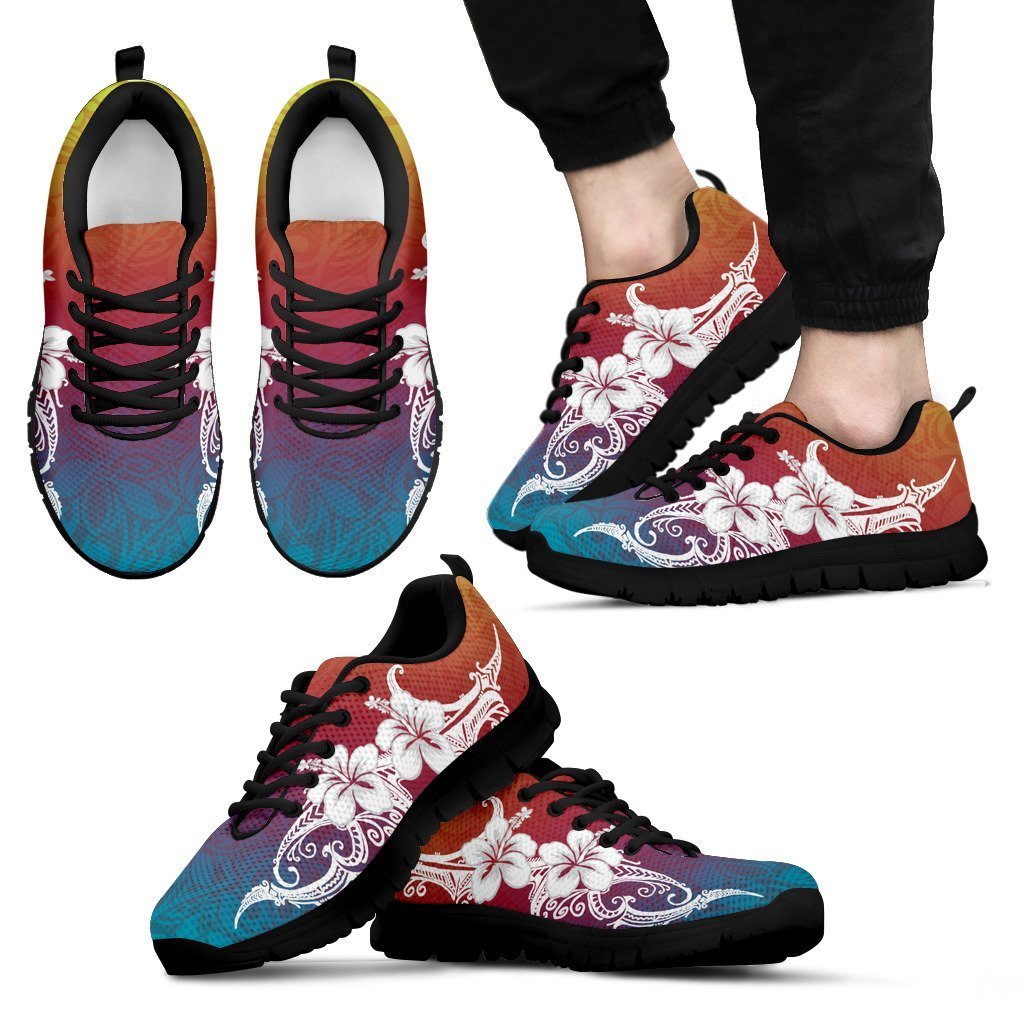 Hibiscus Polynesian Light Style Sneakers - AH-SNEAKERS-Alohawaii-Men's Sneakers-US5 (EU38)-Black-Vibe Cosy™