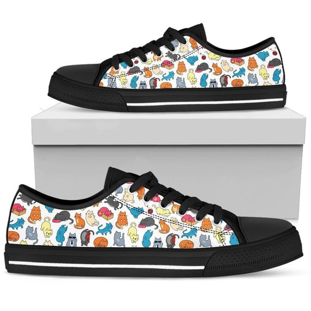 Multi-color Cats Women's Low Top Shoe-6teenth World™-Women's Low Top Shoe-US5.5 (EU36)-Vibe Cosy™