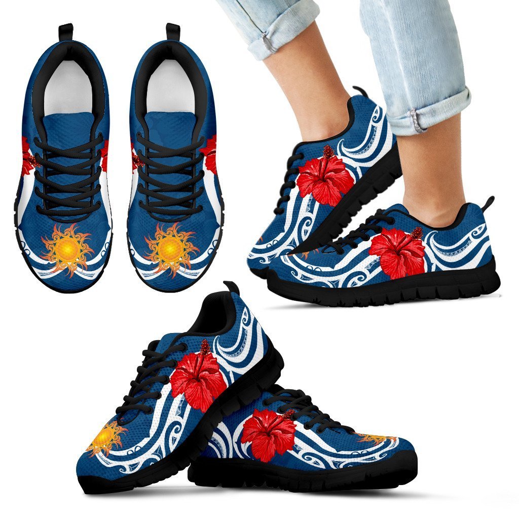 Hibiscus And Sun Sneakers - AH-SNEAKERS-Alohawaii-Kid's Sneakers-11 CHILD (EU28)-Black-Vibe Cosy™