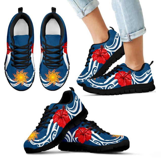 Hibiscus And Sun Sneakers - AH-SNEAKERS-Alohawaii-Kid's Sneakers-11 CHILD (EU28)-Black-Vibe Cosy™