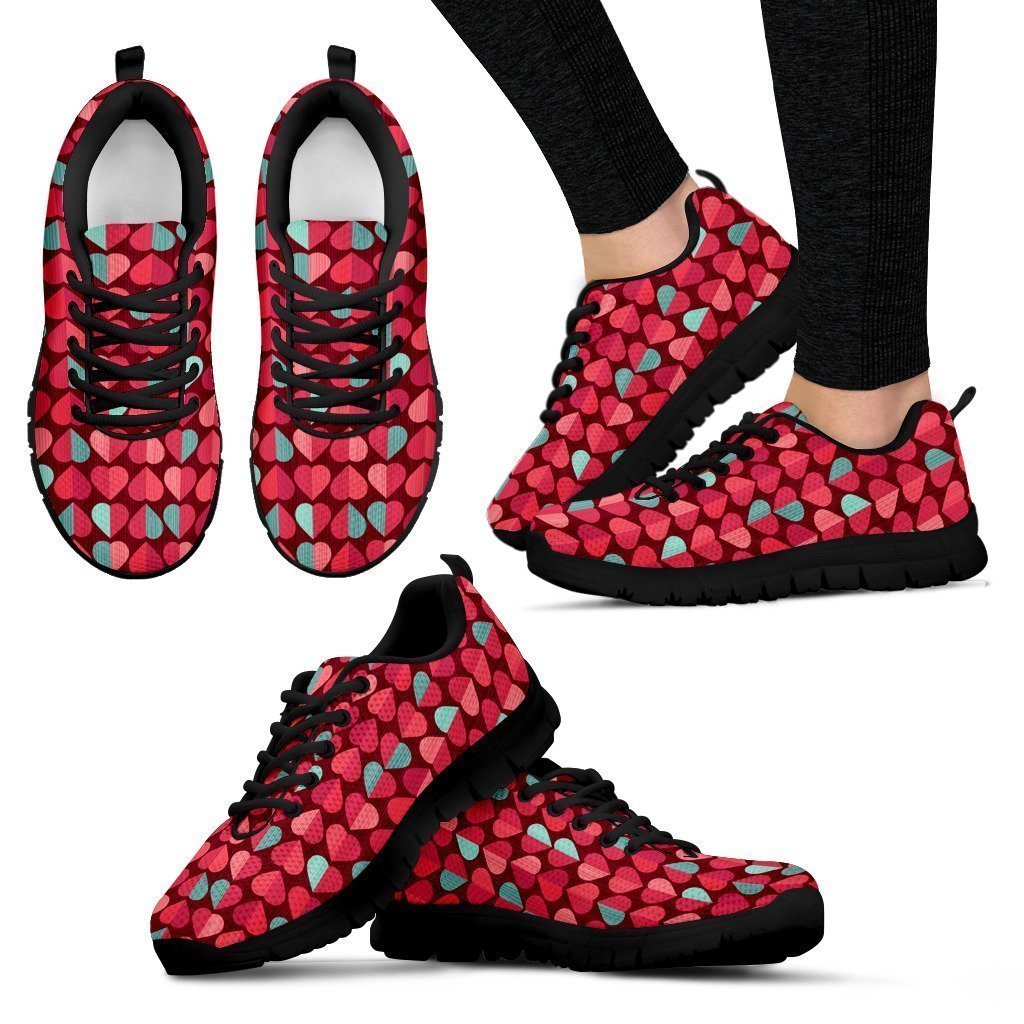 Oompah Casuals Shoes. Womens Red/Mint Hearts-6teenth World™-Women's Sneakers-US5 (EU35)-Vibe Cosy™