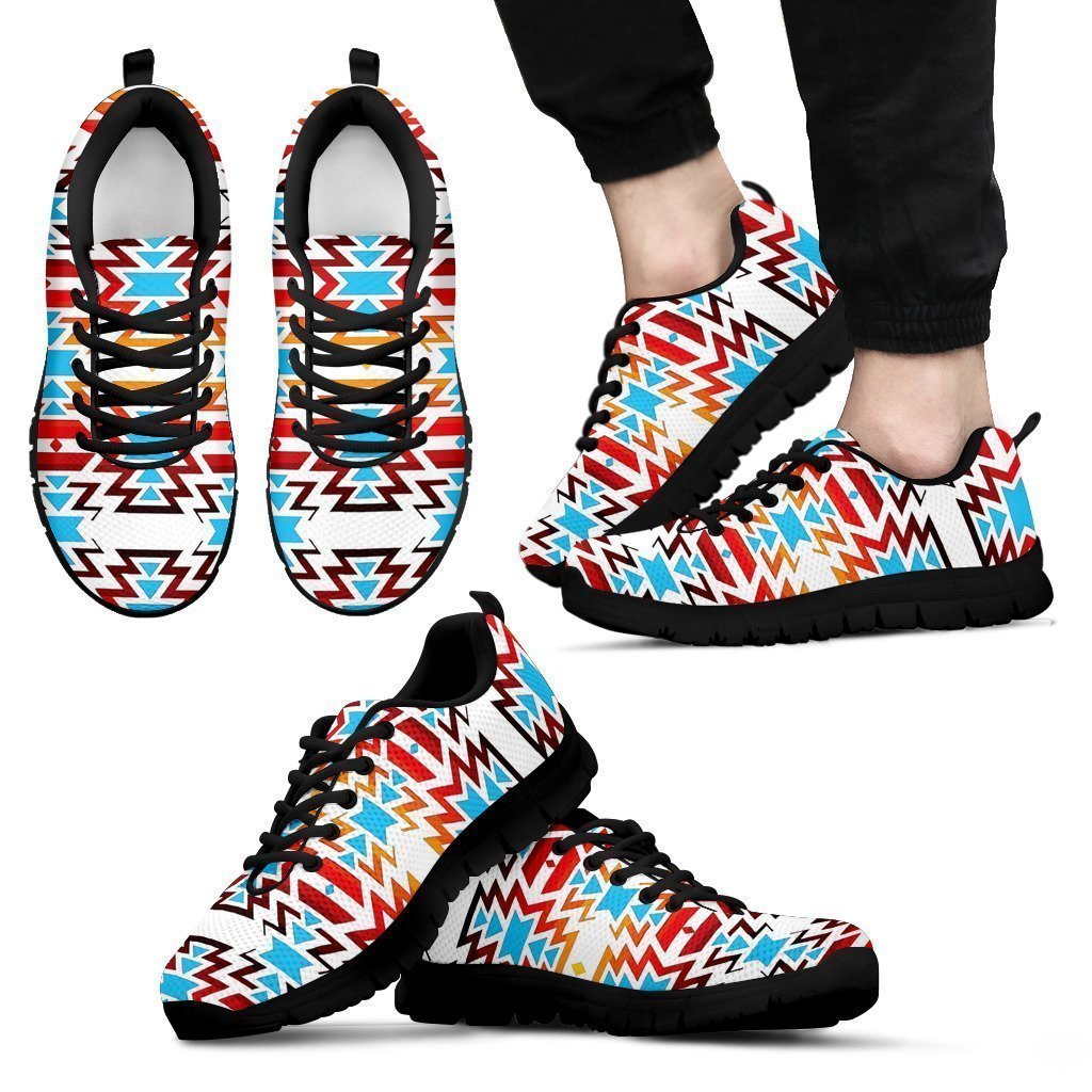 Big Pattern Fire Colors and Turquoise Men's Sneakers-6teenth World™-Men's Sneakers-US5 (EU38)-Vibe Cosy™