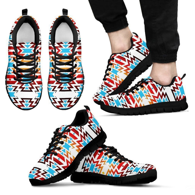 Big Pattern Fire Colors and Turquoise Men's Sneakers-6teenth World™-Men's Sneakers-US5 (EU38)-Vibe Cosy™