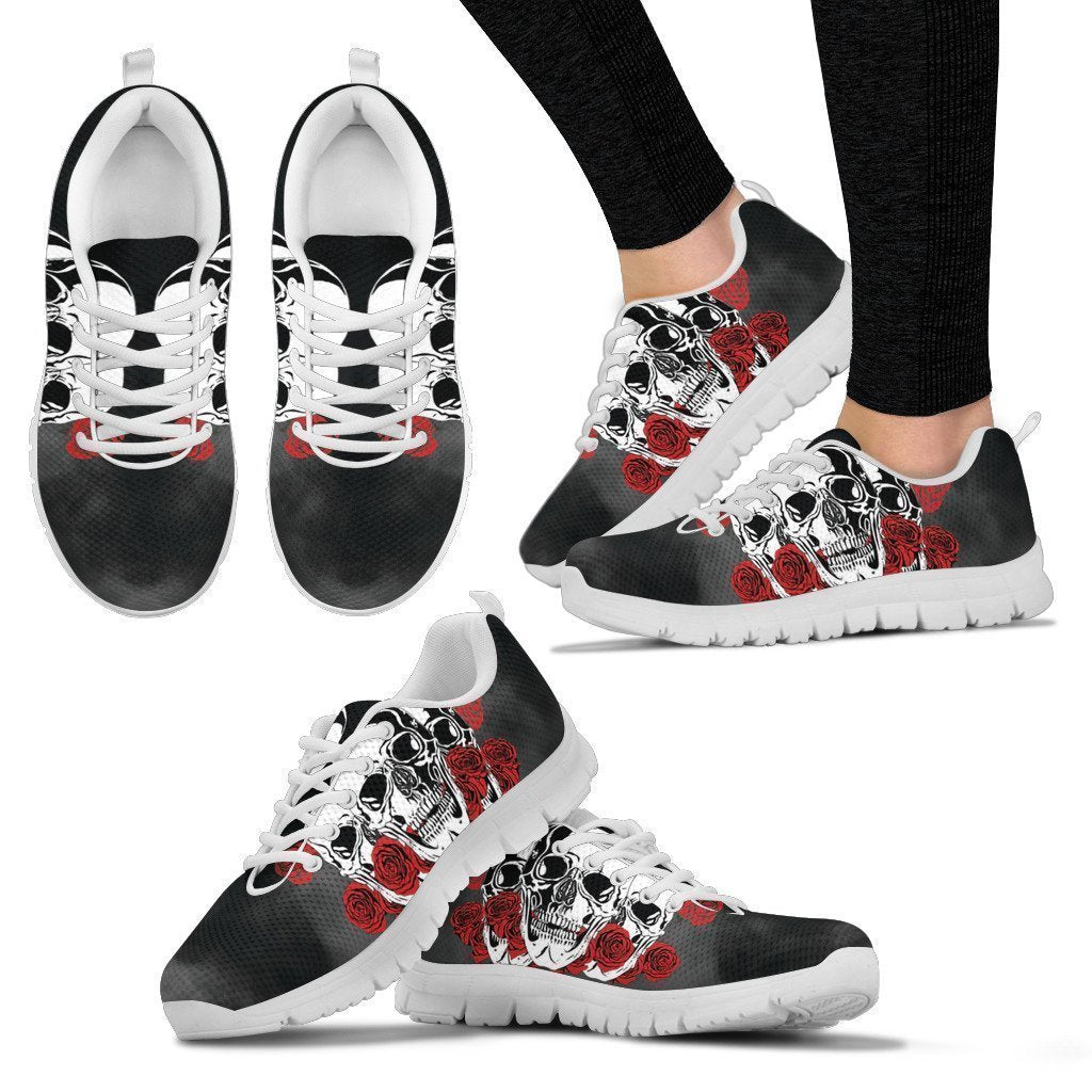 Smokey Rose Skull Sneakers - White-6teenth World™-Women's Sneakers-US5 (EU35)-Vibe Cosy™