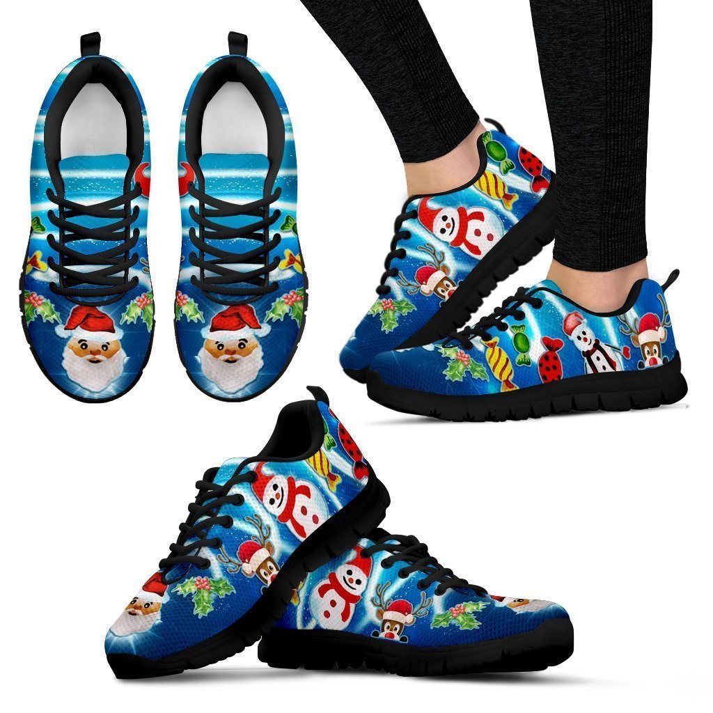 Santa Snowman Sneakers Black-6teenth World™-Women's Sneakers-US5 (EU35)-Vibe Cosy™