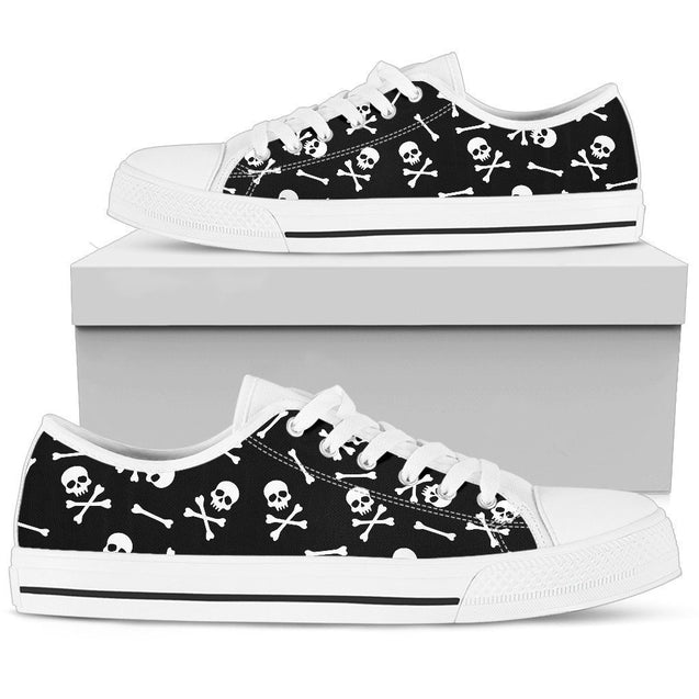 Skull pattern-Shoes-6teenth Outlet-Mens Low Top - White - Skull pattern-US5 (EU38)-Vibe Cosy™
