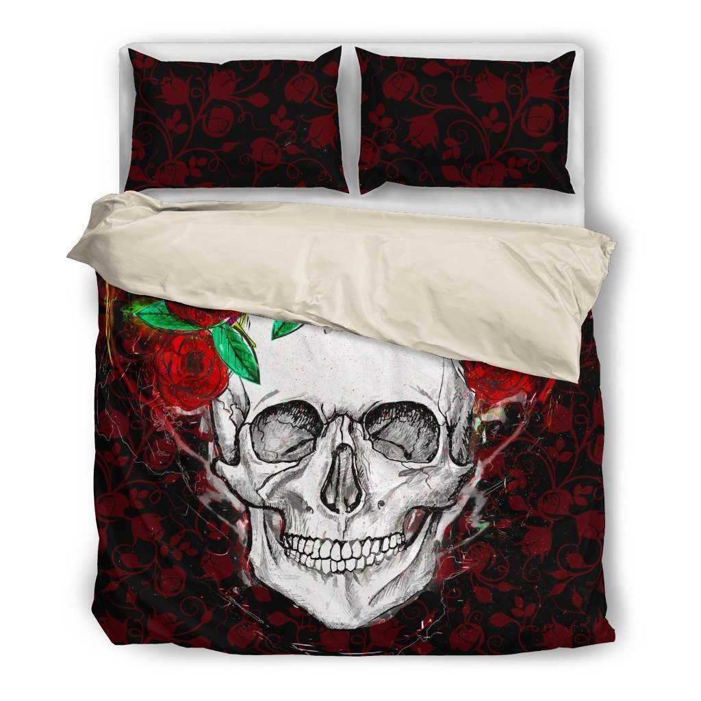 Flower Skull.-6teenth World™-Bedding Set-Twin-Vibe Cosy™