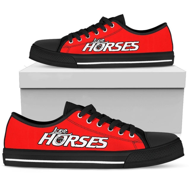 Love Horses Red Women's Low Top Shoe-6teenth World™-Women's Low Top Shoe-US5.5 (EU36)-Vibe Cosy™