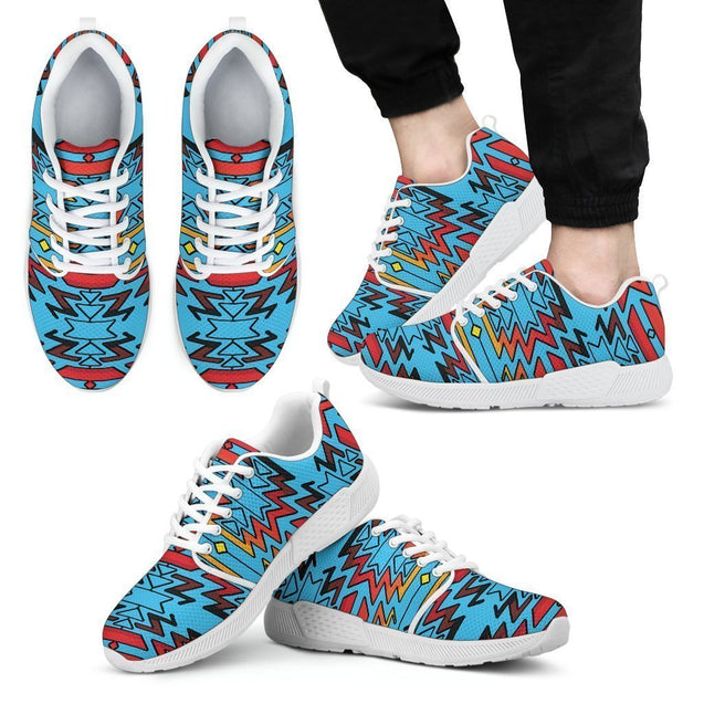 Turquoise Fire and Turquoises Sopo Men's Athletic Sneakers White Sole-6teenth World™-Men's Athletic Sneakers-US5 (EU38)-Vibe Cosy™