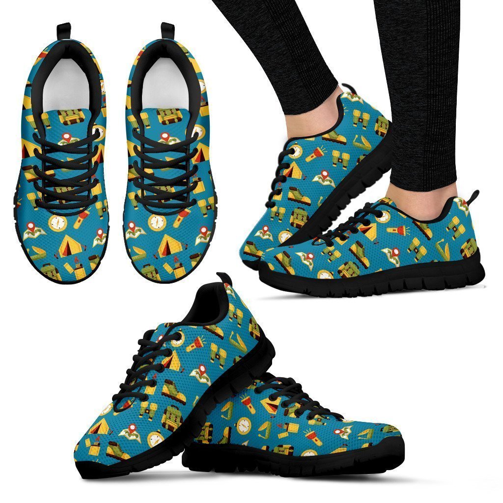 Camping Lovers green Women's Sneakers.-6teenth World™-Women's Sneakers-US5 (EU35)-Vibe Cosy™