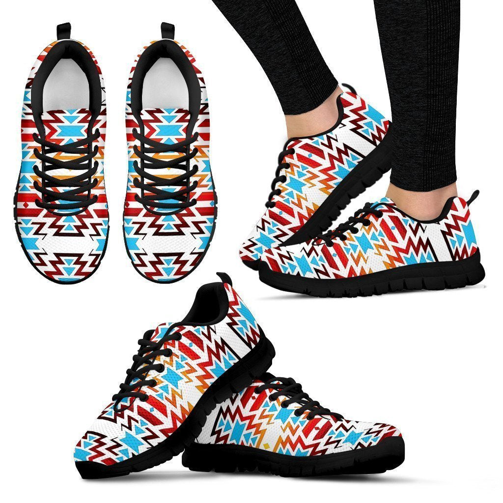Big Pattern Fire Colors and Turquoise Women's Sneakers-6teenth World™-Women's Sneakers-US5 (EU35)-Vibe Cosy™