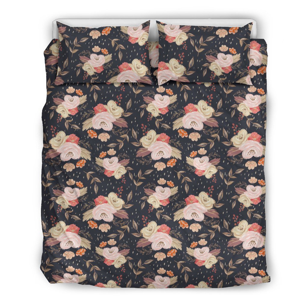 Autumn Fall Floral - Bedding Set (Black)-Amaze Style™-Bedding SetAutumn Fall Floral - Bedding Set (Black)-US Twin-Vibe Cosy™