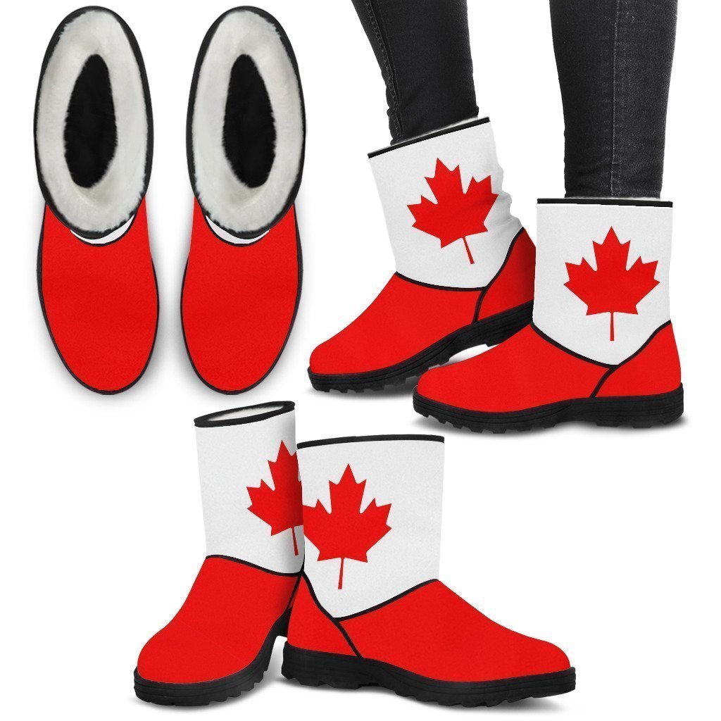 Canada Flag Faux Fur Boots-6teenth World™-Faux Fur Boots-US5.5 (EU36)-Vibe Cosy™