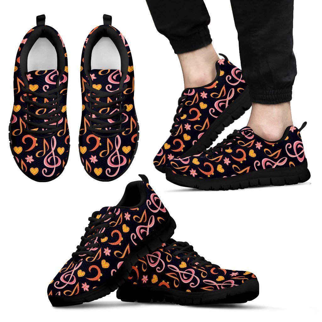 Pink & Orange Note & Clef Shoe. Mens Sneakers-6teenth World™-Men's Sneakers-US5 (EU38)-Vibe Cosy™