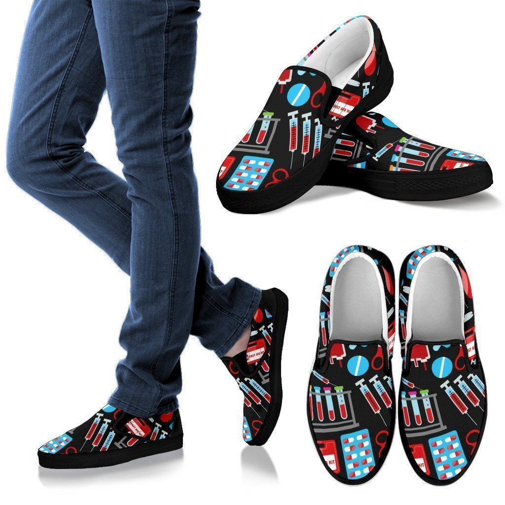 Phlebotomist Style 2 Men's Slip Ons-6teenth World™-Kid's Sneakers-US8 (EU40)-Vibe Cosy™