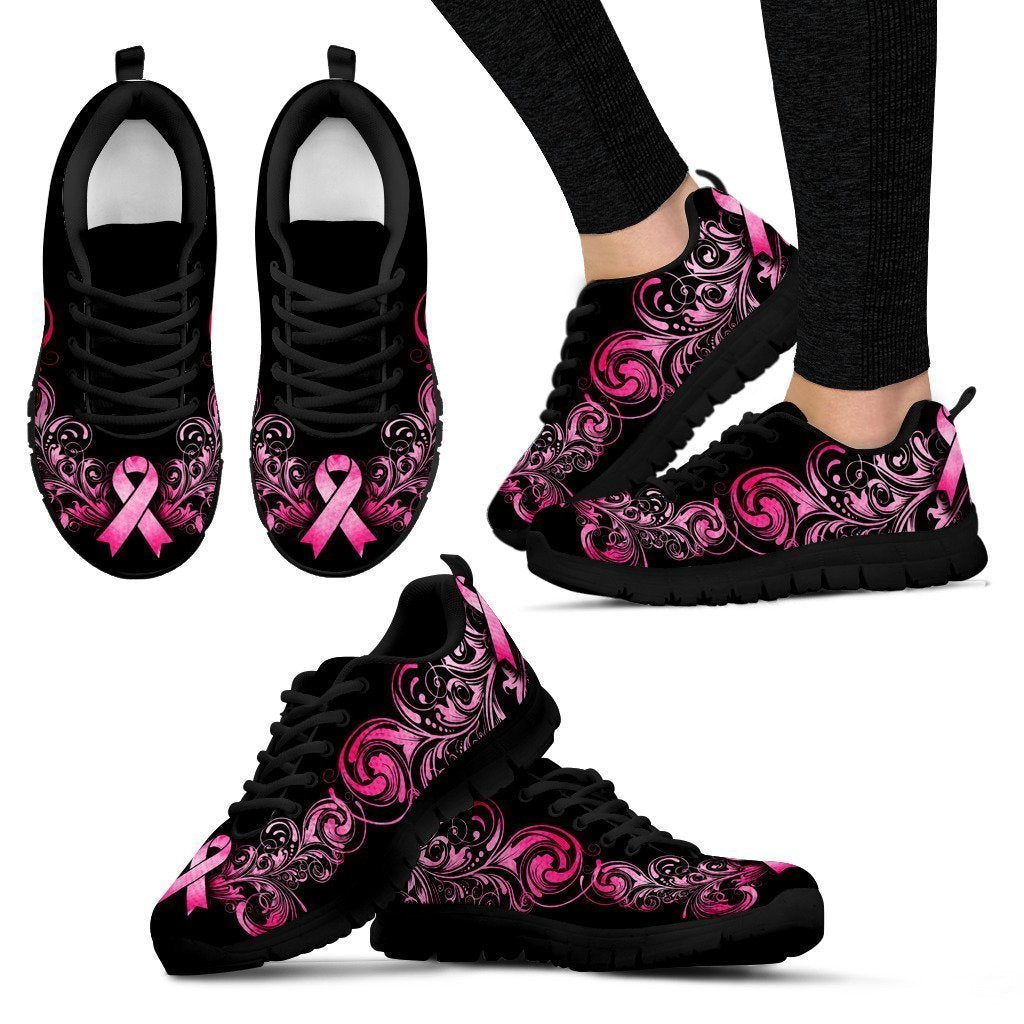 Breast Cancer Awareness (Black) Women's Sneakers-6teenth World™-Women's Sneakers-US5 (EU35)-Vibe Cosy™