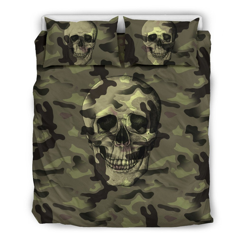Camo Skull Bedding Set Camouflage with Skulls-6teenth World™-Bedding Set-US Twin-Vibe Cosy™