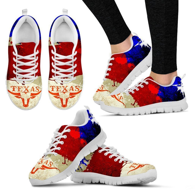Texas Flag & Bull Women's Sneakers-6teenth World™-Women's Sneakers-US5 (EU35)-Vibe Cosy™