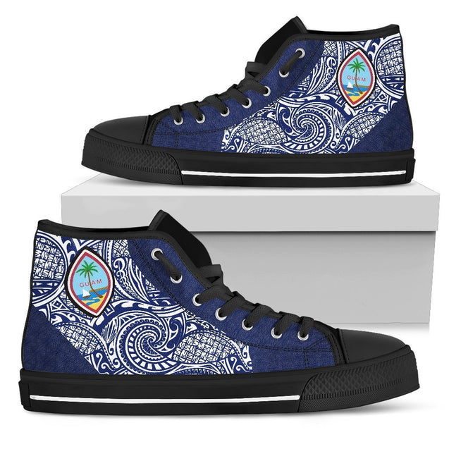 Guam High Top Shoes - Polynesian Design - BN09-HIGH TOP CANVAS SHOES-polynesianprint-Men-US5 (EU38)-Black-Vibe Cosy™