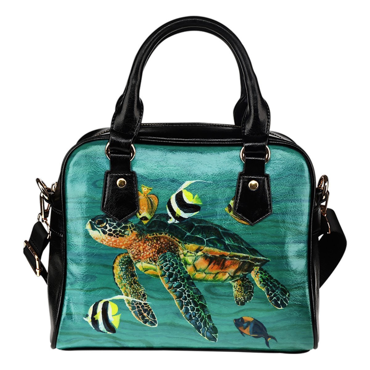 Turtle Shoulder Handbag 09 - AH - A0-SHOULDER HANDBAGS-Alohawaii-Shoulder Handbag-Black-PU leather-Vibe Cosy™