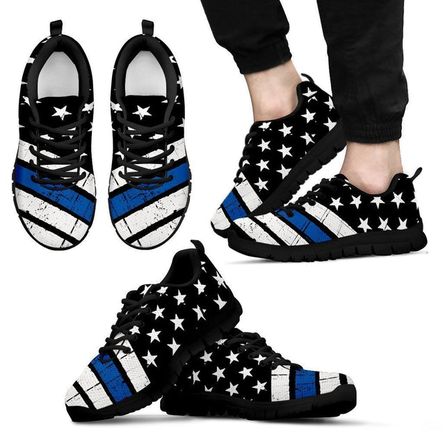 Thin Blue Line Sneakers EXP - Men's Sneakers-6teenth World™-Men's Sneakers-US5 (EU38)-Vibe Cosy™