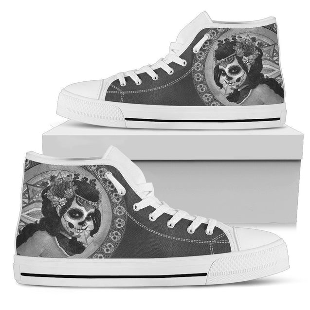 Sugar Skull Shoes-Shoes-6teenth Outlet-Mens High Top - White - Sugar Skull Shoes-US5 (EU38)-Vibe Cosy™