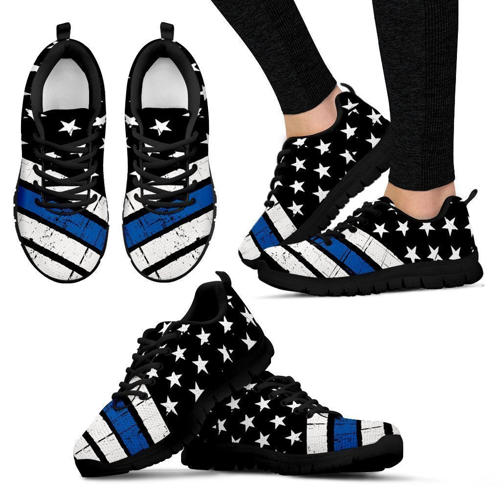 Thin Blue Line Sneakers EXP - Women's Sneakers-6teenth World™-Women's Sneakers-US5 (EU35)-Vibe Cosy™