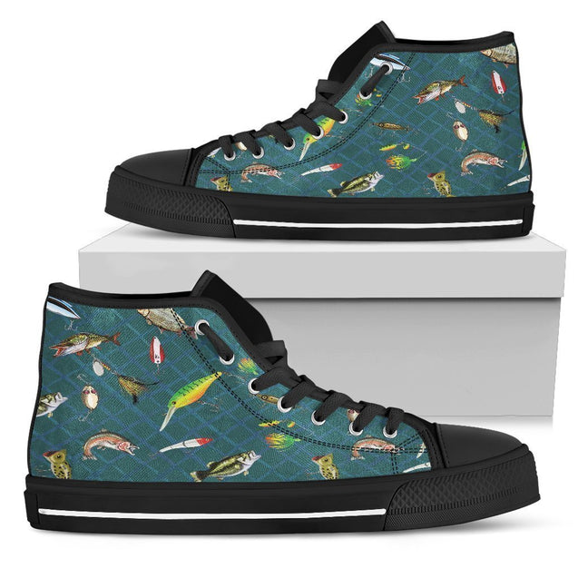 Swimming fish Men's High Tops-6teenth World™-Men's High Top Shoe-US5 (EU38)-Vibe Cosy™