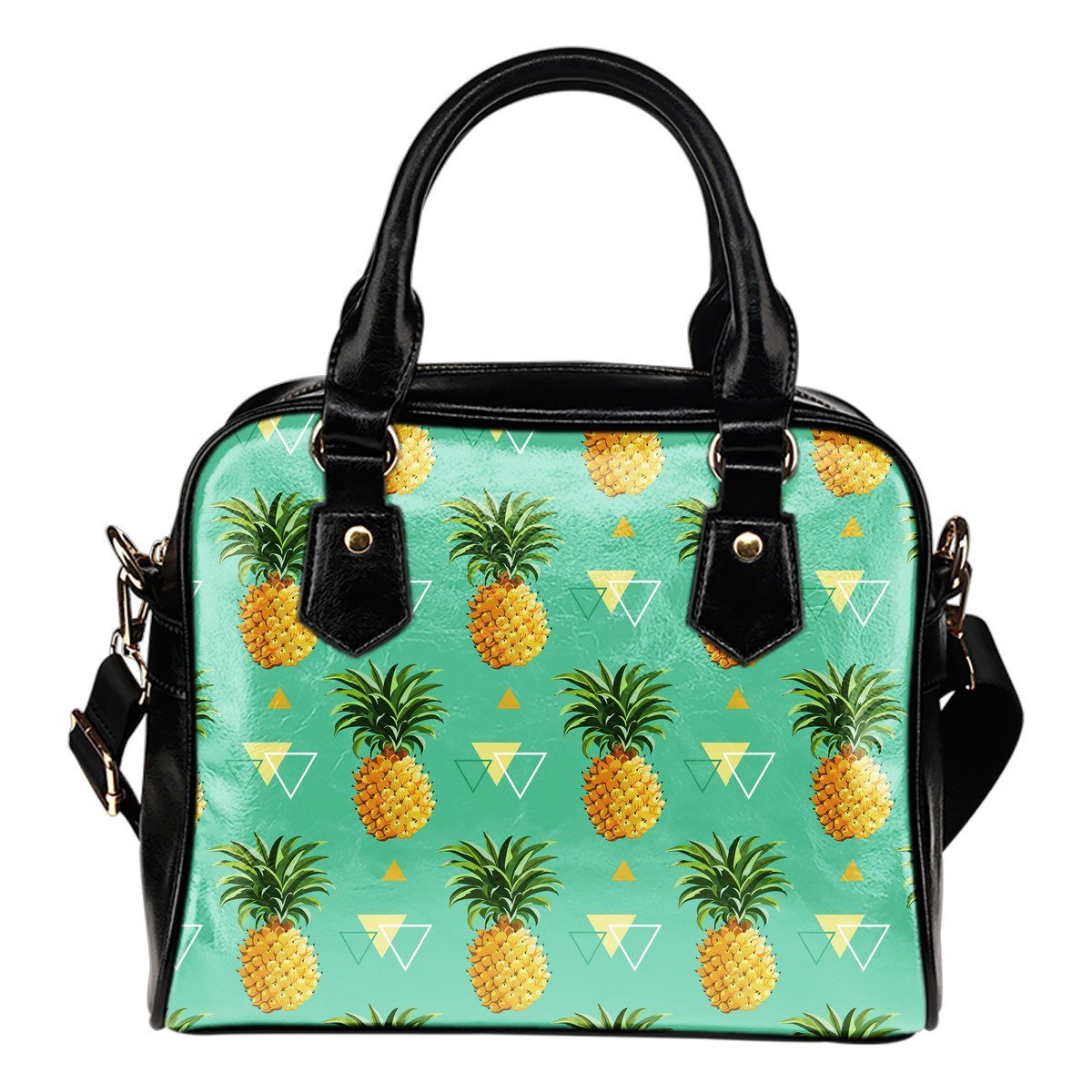 Pineapple Shoulder Handbag 01 - AH-SHOULDER HANDBAGS-Alohawaii-Shoulder Handbag-Black-PU leather-Vibe Cosy™