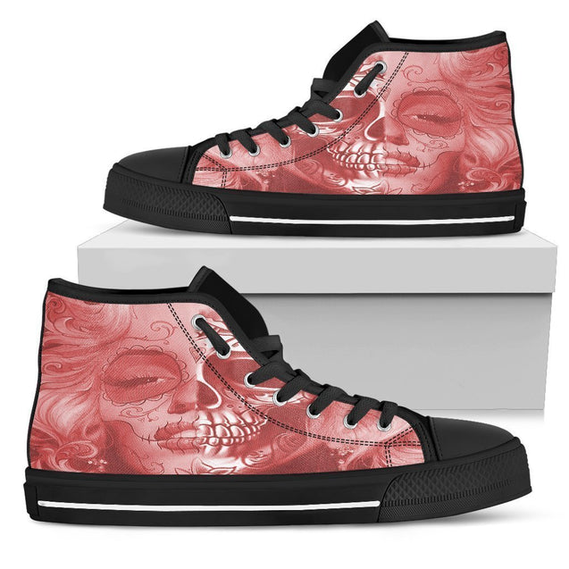 Beautiful Skull Face Women's High Top Shoe-6teenth Outlet-Womens High Top - Black - Beautiful Skull Face Women's High Top Shoe black-US5.5 (EU36)-Vibe Cosy™