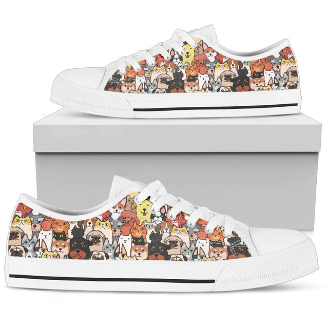 Cani e Gatti - Low Top Donna /Suola Bianca -Amaze Style™-Womens Low Top - Cani e Gatti - Low Top Donna /Suola Bianca -US5.5 (EU36)-Vibe Cosy™