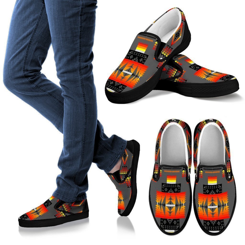 Seven Tribes Gray Men's Slip Ons-6teenth World™-Kid's Sneakers-US8 (EU40)-Vibe Cosy™